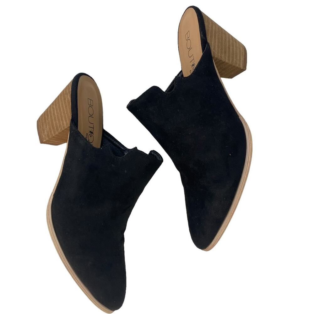 Corky's Boutique Black Faux Suede Mule Stacked Heel Size 7